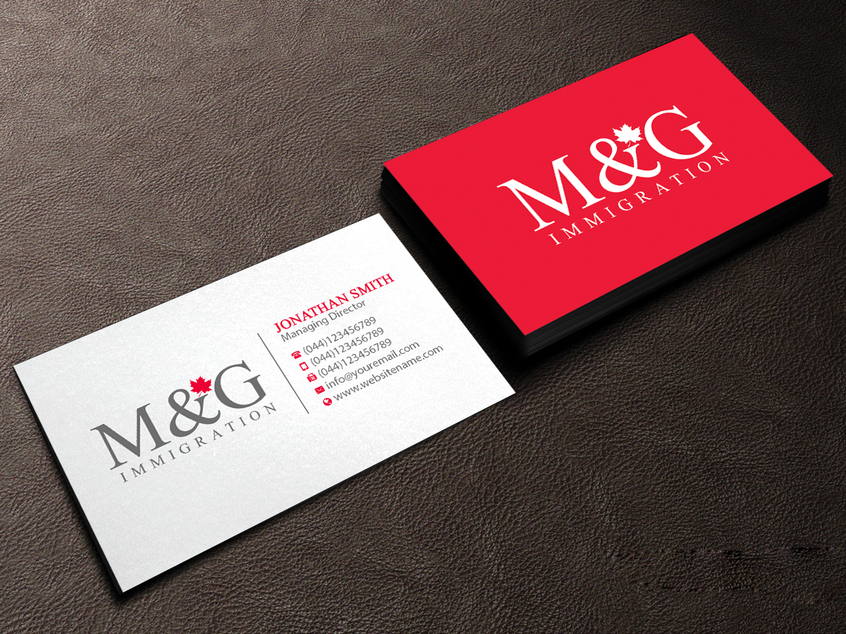 Visitenkarten-Design von Creations Box 2015 für M&G Immigration | Design #17909049