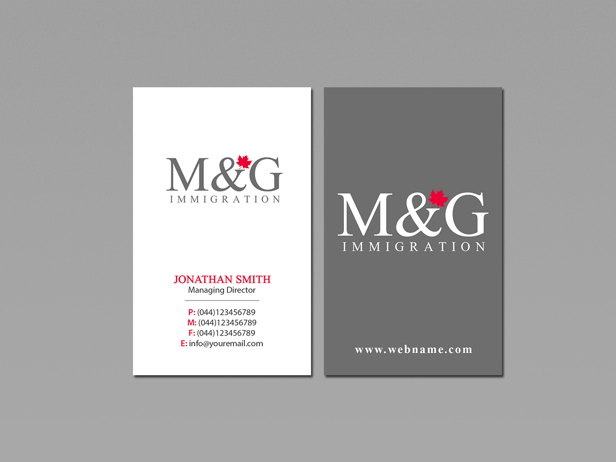 Business Card Design by Creations Box 2015 for M&G Immigration | Design #17909056