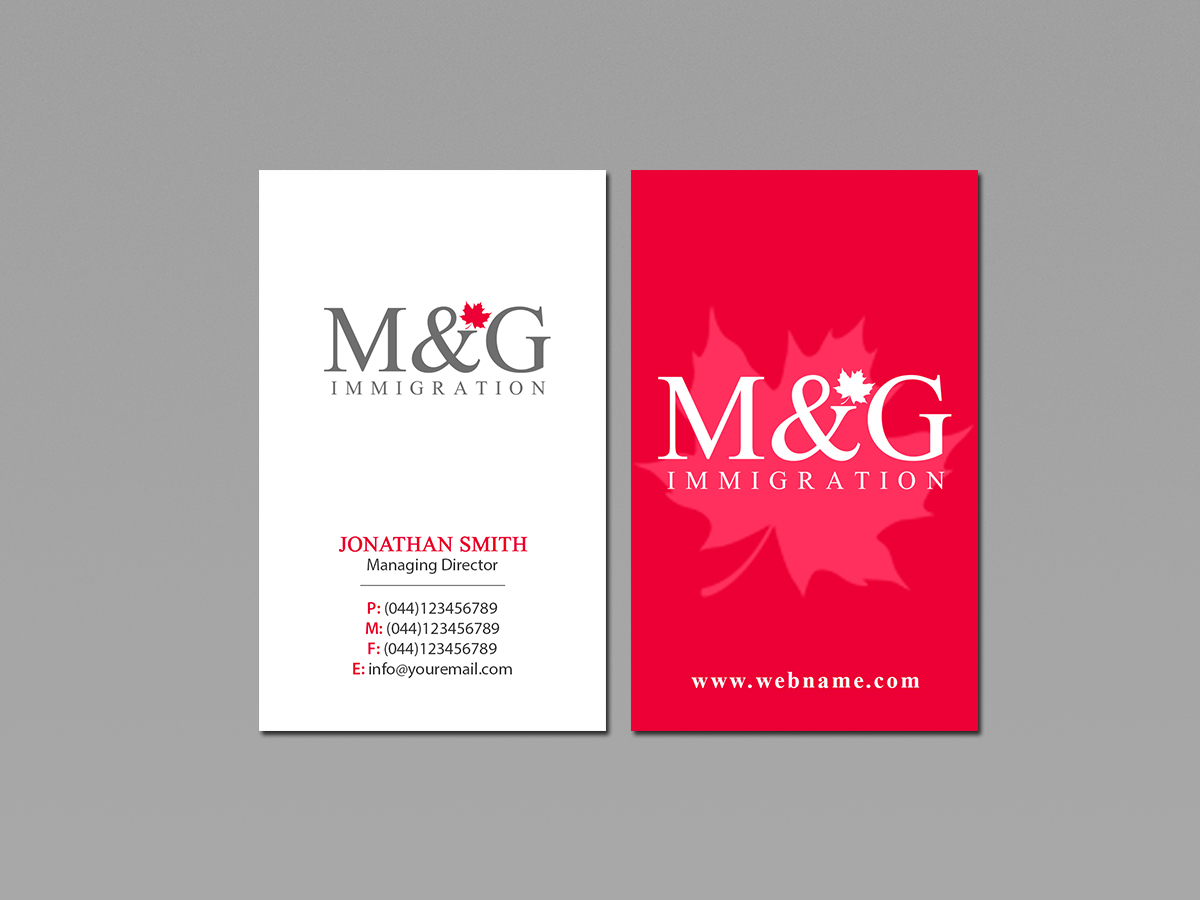 Business Card Design by Creations Box 2015 for M&G Immigration | Design #17909057
