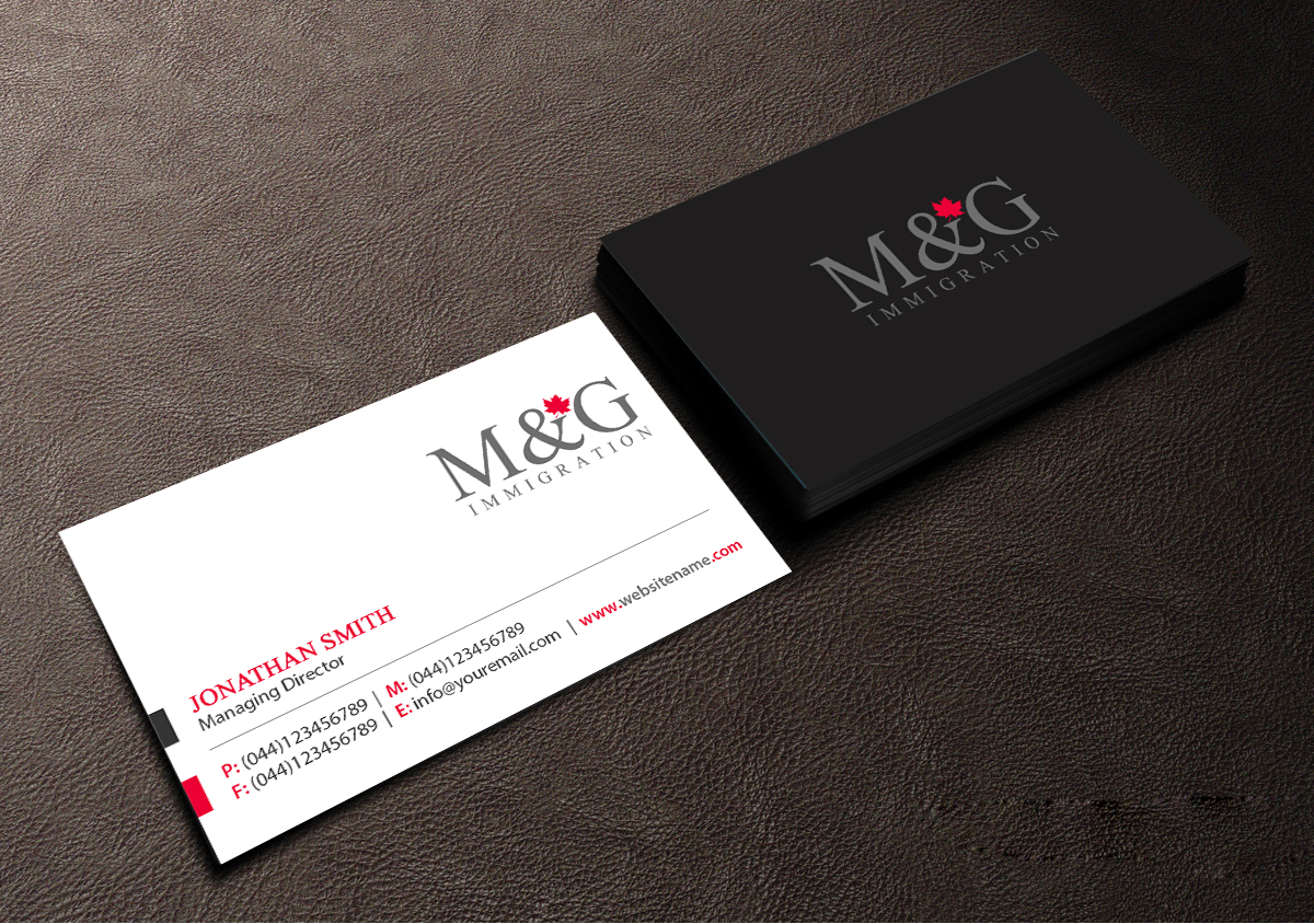 Business Card Design by Creations Box 2015 for M&G Immigration | Design #17909062