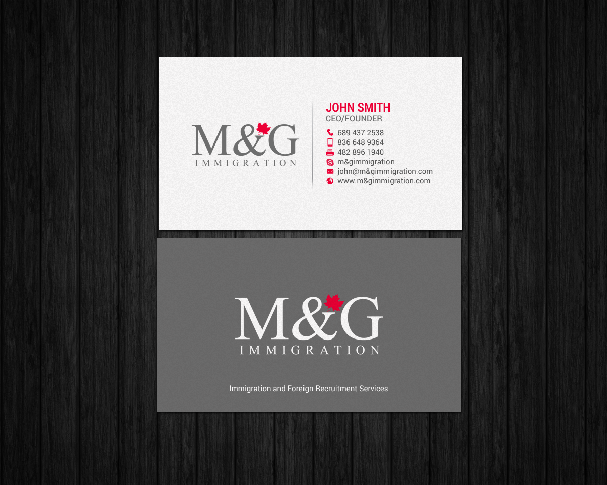 Visitenkarten-Design von chandrayaan.creative für M&G Immigration | Design #17902001