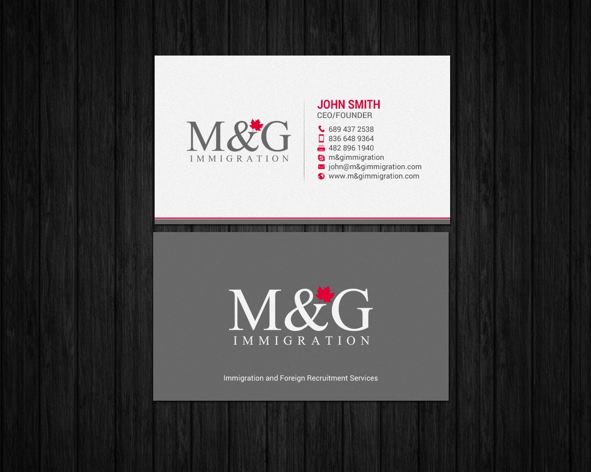 Diseño de Tarjeta de Presentación por chandrayaan.creative para M&G Immigration | Diseño #17902002