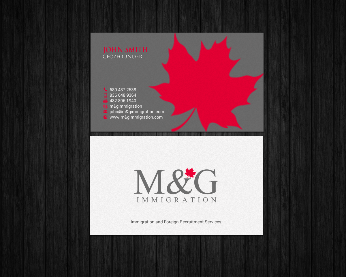 Diseño de Tarjeta de Presentación por chandrayaan.creative para M&G Immigration | Diseño #17902237