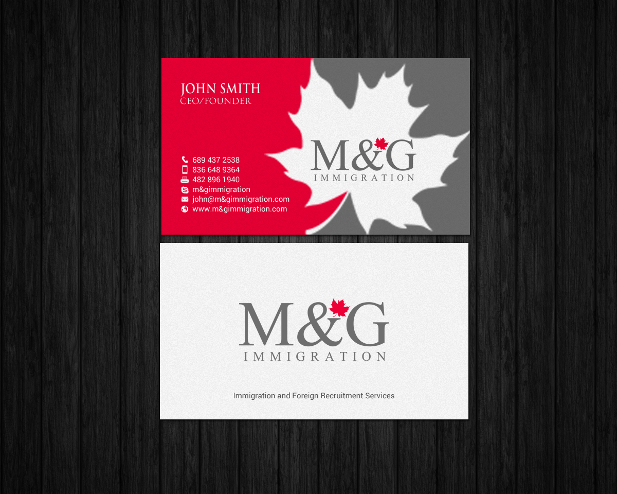 Business Card Design by chandrayaan.creative for M&G Immigration | Design #17902239
