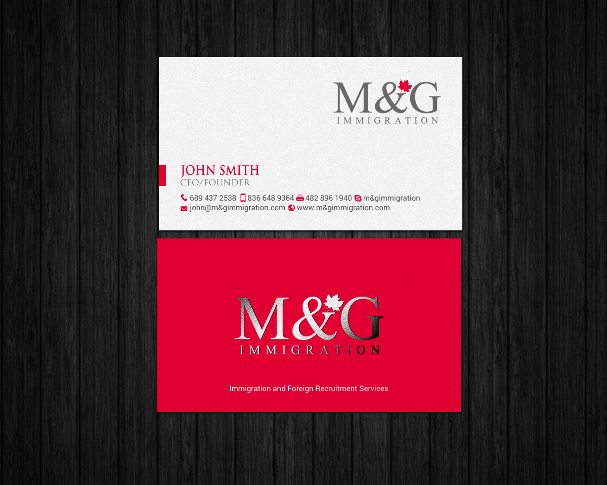 Business Card Design by chandrayaan.creative for M&G Immigration | Design #17902240