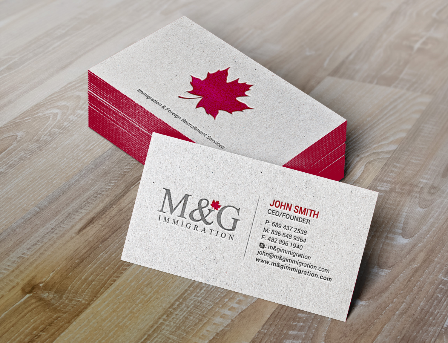 Bold, Conservative, Consulting Business Card Design for M&amp;G 