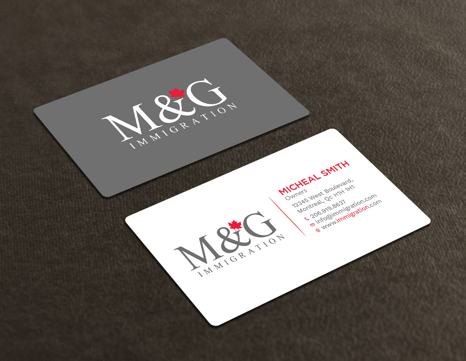 Business Card Design by Tripti Ranjan Gain for M&G Immigration | Design #17902377