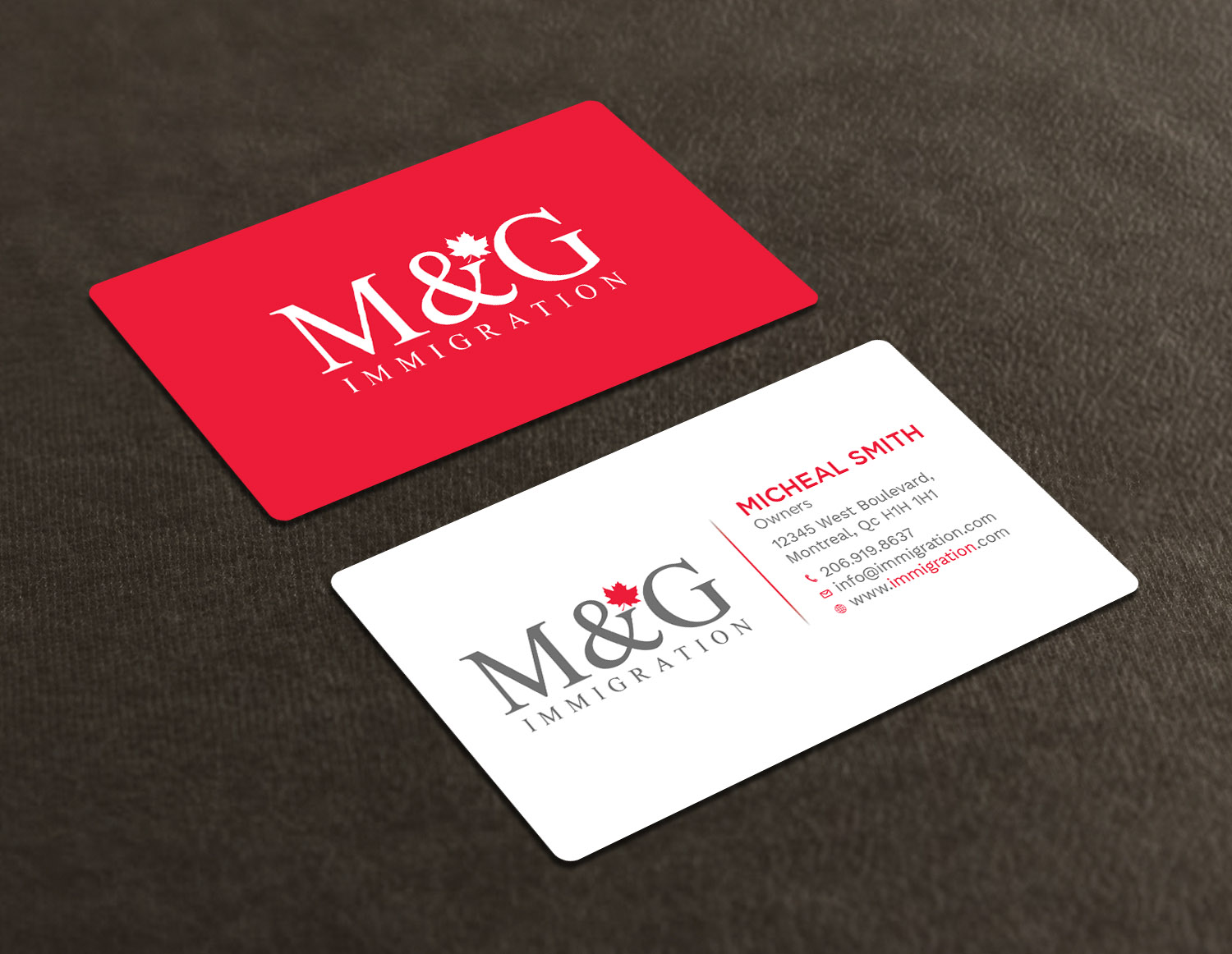 Business Card Design by Tripti Ranjan Gain for M&G Immigration | Design #17902378