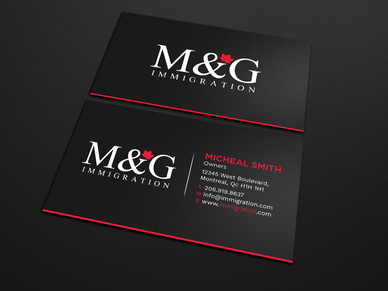 Business Card Design by Tripti Ranjan Gain for M&G Immigration | Design #17902381