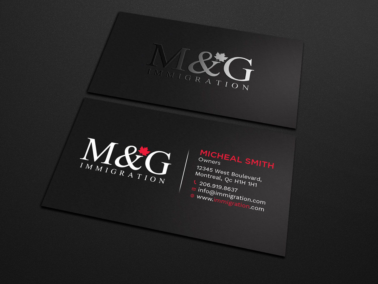 Business Card Design by Tripti Ranjan Gain for M&G Immigration | Design #17902384