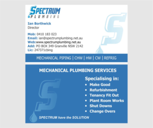 Business Card Design by S.S. Mulla for Spectrum Plumbing | Design #18070458