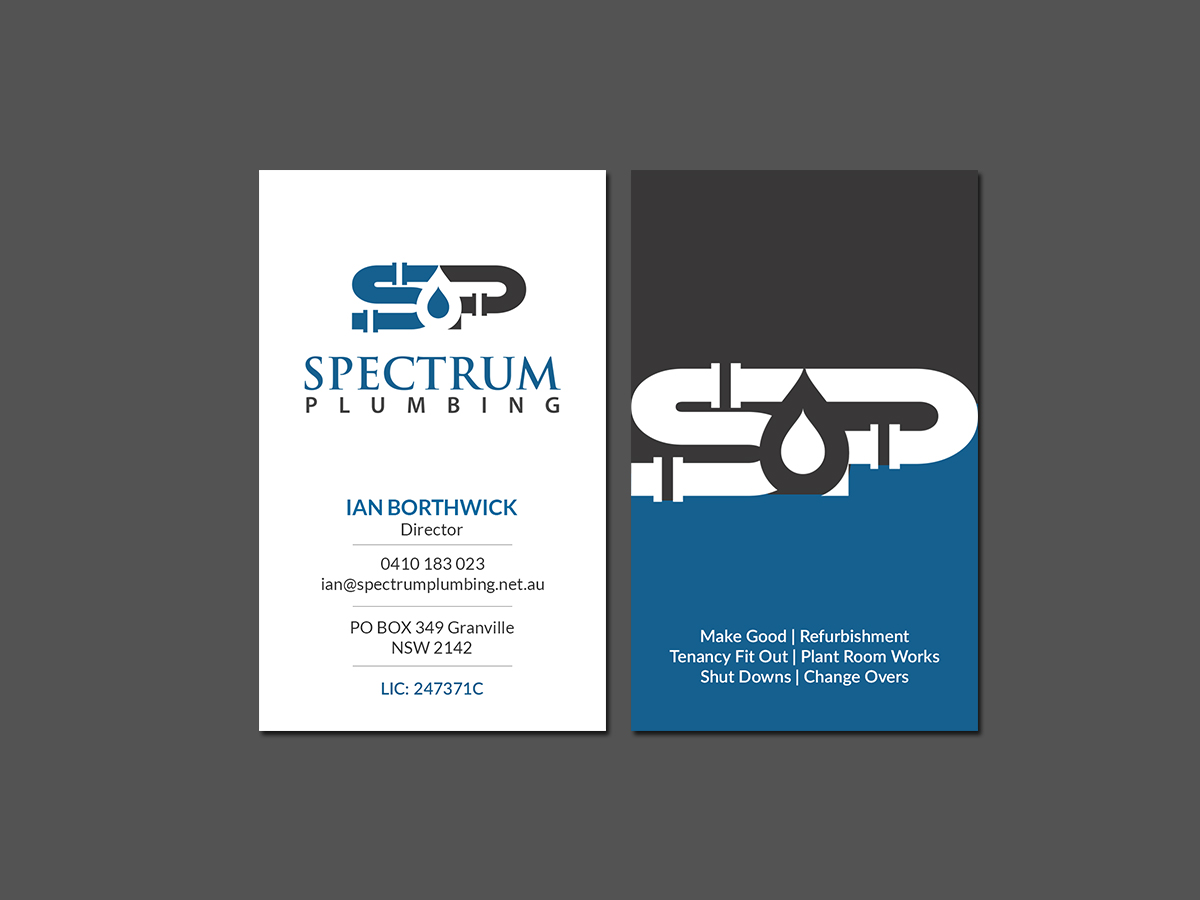 Visitenkarten-Design von Creations Box 2015 für Spectrum Plumbing | Design #17947901