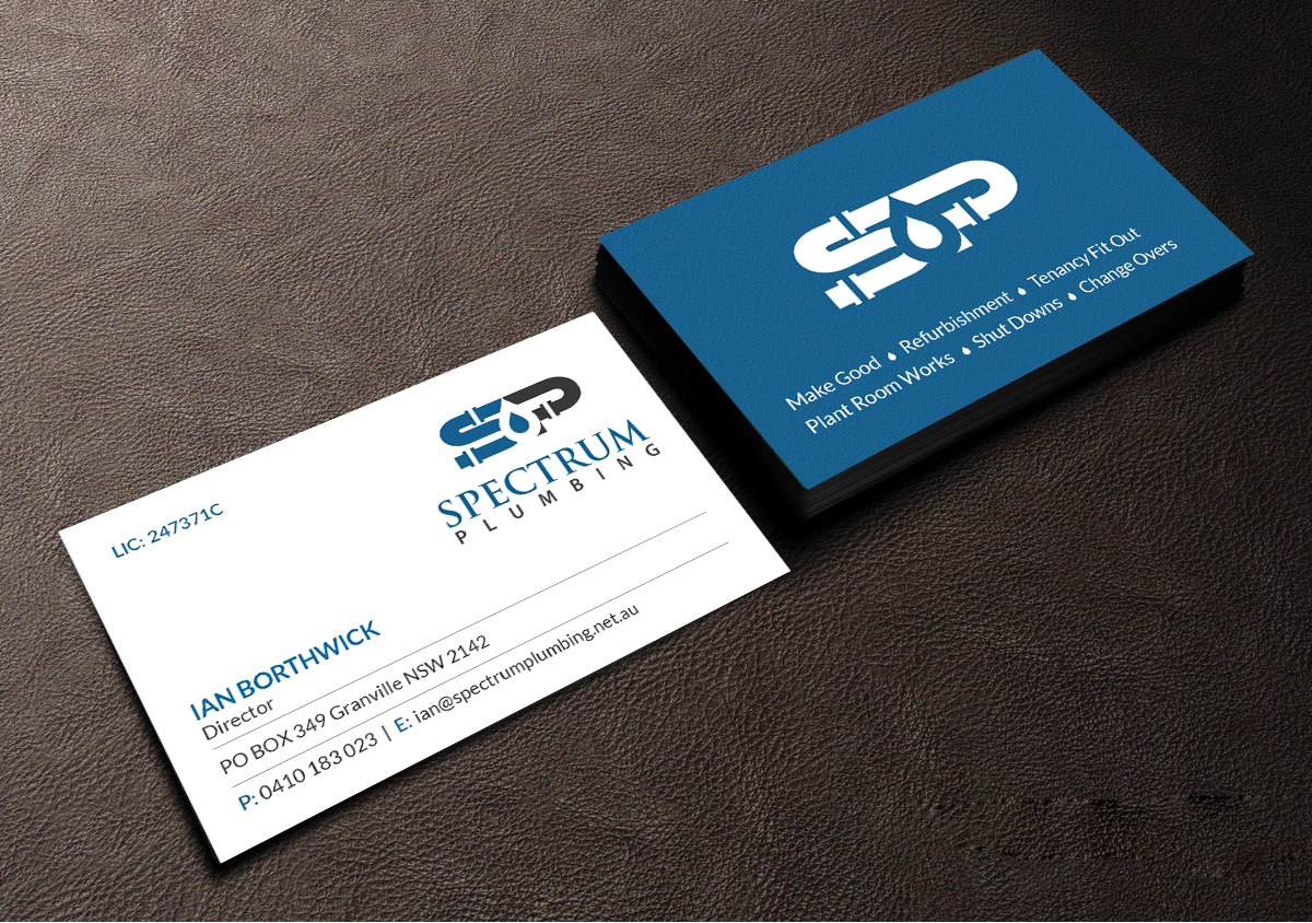 Diseño de Tarjeta de Presentación por Creations Box 2015 para Spectrum Plumbing | Diseño #17952062