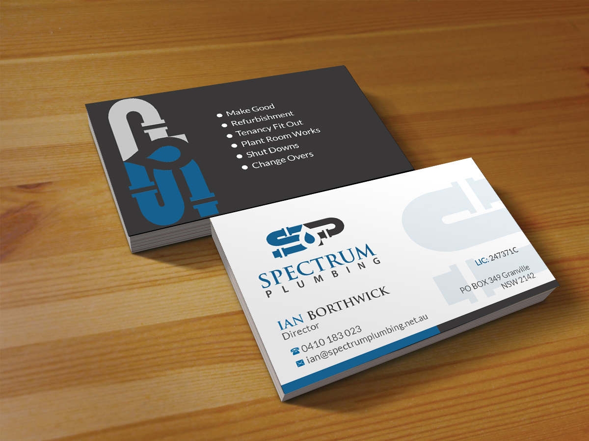 Business Card Design by Creations Box 2015 for Spectrum Plumbing | Design #17952108