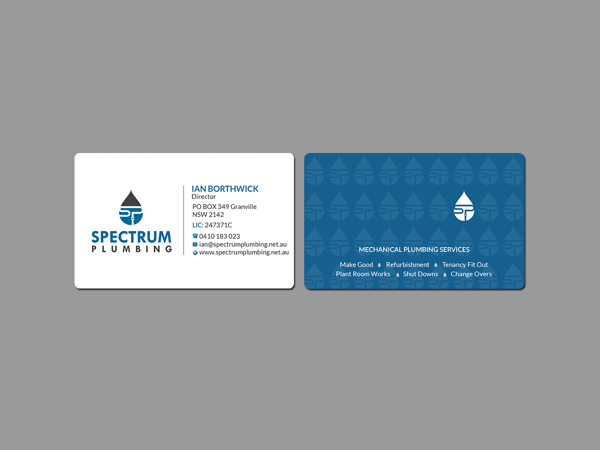 Business Card Design by Creations Box 2015 for Spectrum Plumbing | Design #17962689