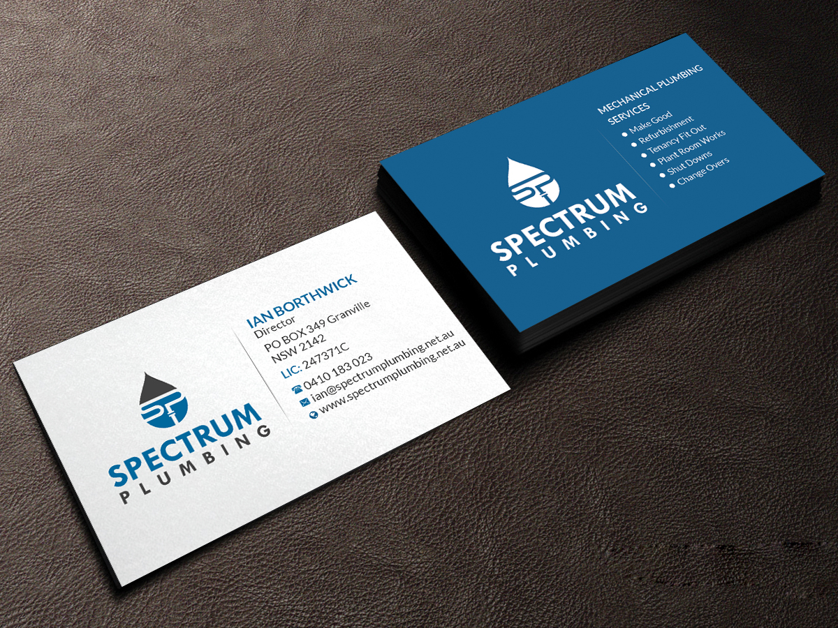 Business Card Design by Creations Box 2015 for Spectrum Plumbing | Design #17962696
