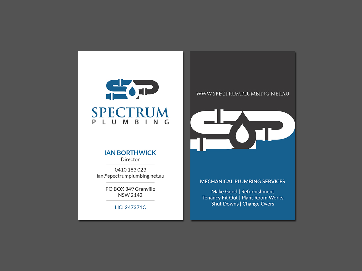 Business Card Design by Creations Box 2015 for Spectrum Plumbing | Design #17962697