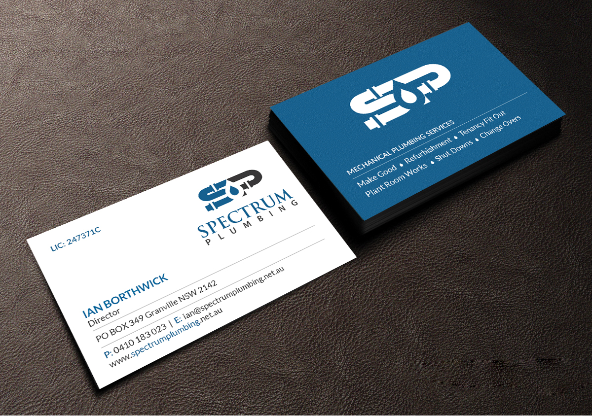 Business Card Design by Creations Box 2015 for Spectrum Plumbing | Design #17962698