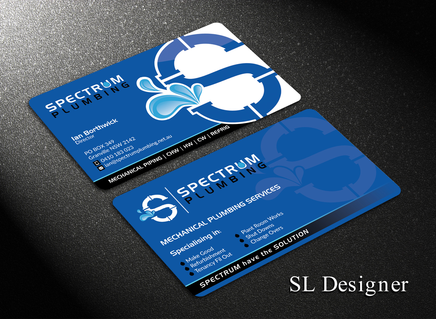 Business Card Design by SL Designer for Spectrum Plumbing | Design #17909007