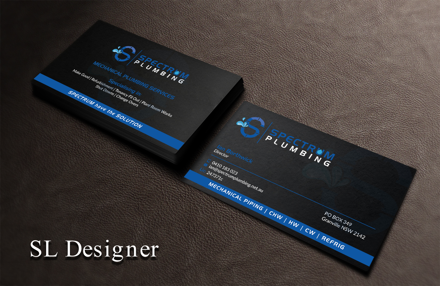 Business Card Design by SL Designer for Spectrum Plumbing | Design #17909010