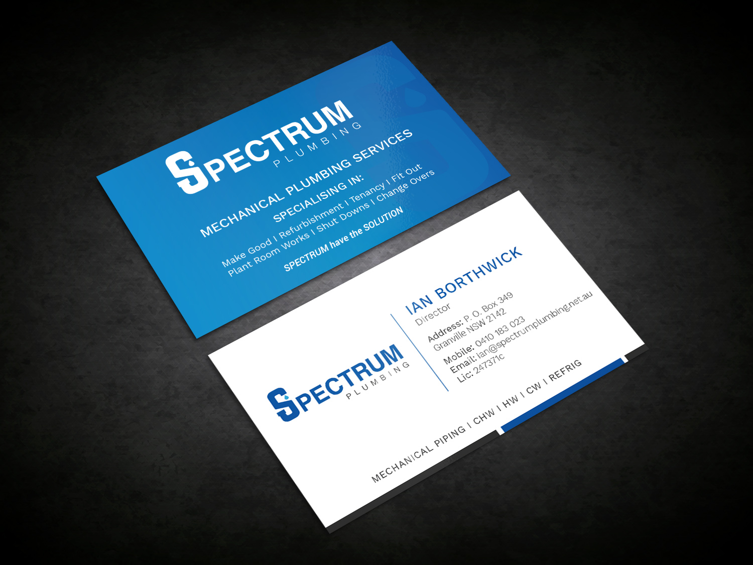 Business Card Design by Graphic Flame for Spectrum Plumbing | Design #17905028