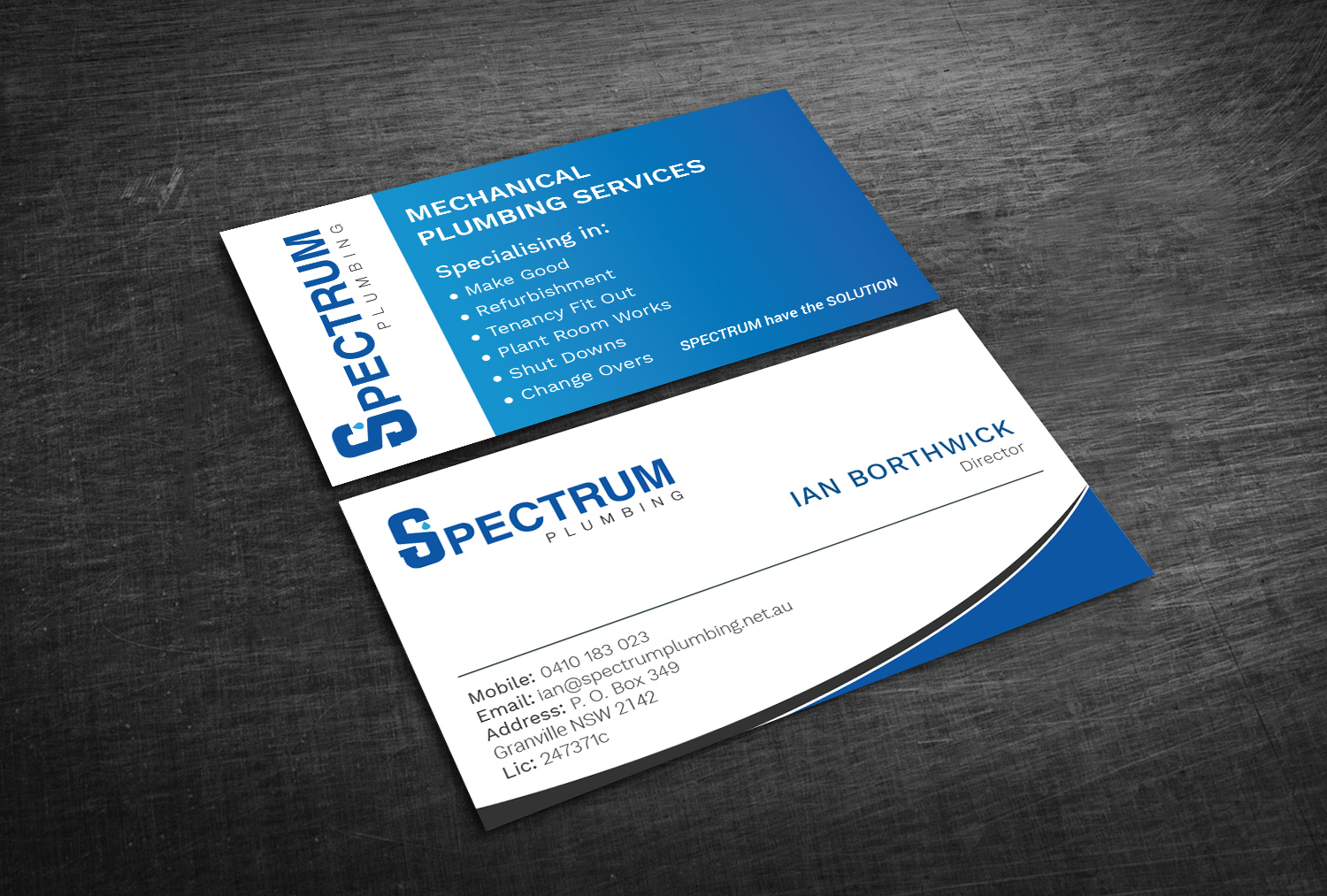 Business Card Design by Graphic Flame for Spectrum Plumbing | Design #17905029