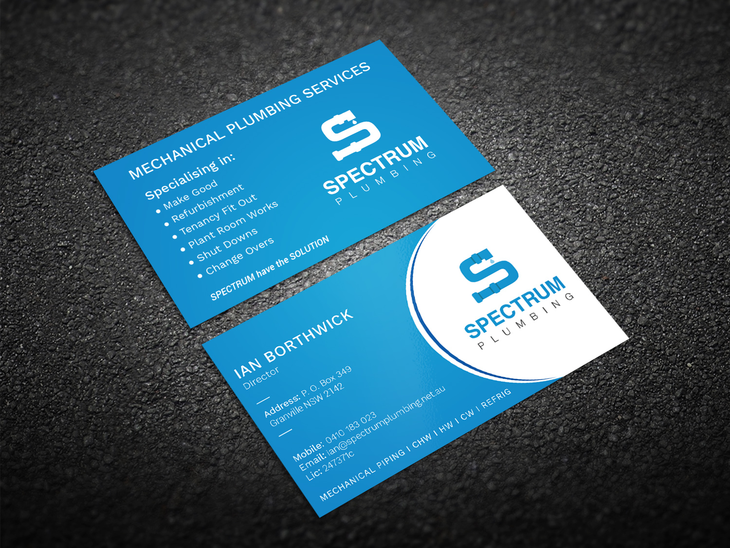 Business Card Design by Graphic Flame for Spectrum Plumbing | Design #17905048