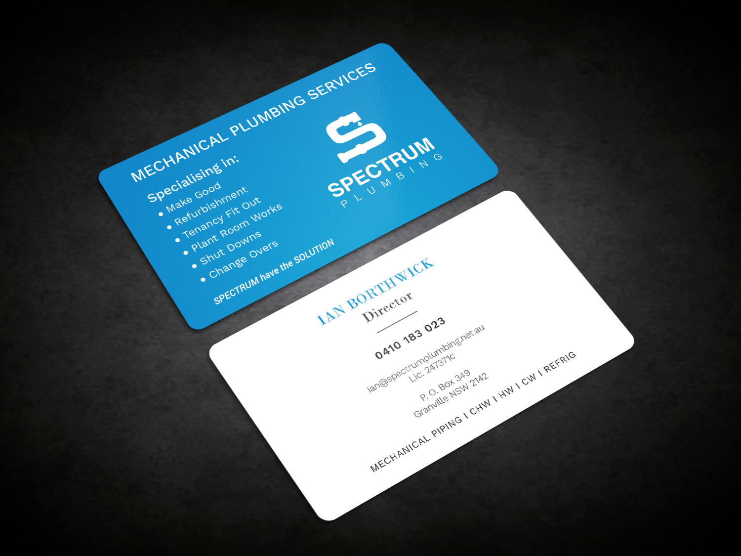 Business Card Design by Graphic Flame for Spectrum Plumbing | Design #17914534