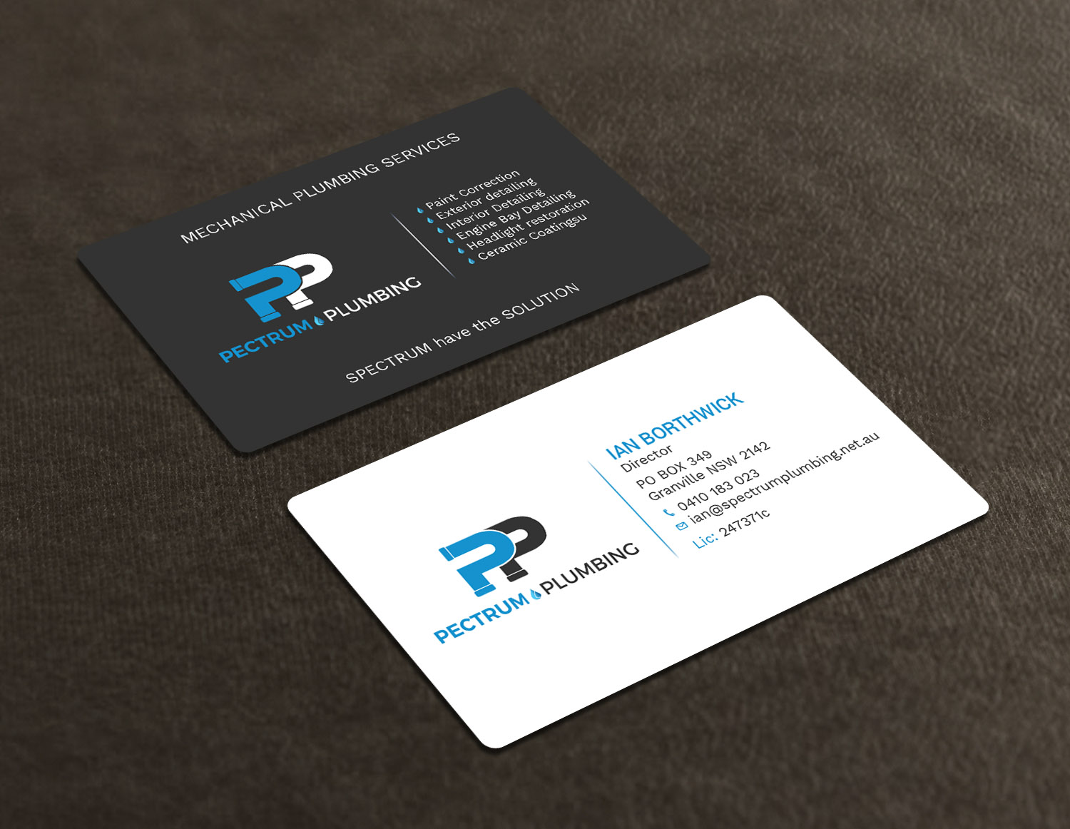 Business Card Design by Tripti Ranjan Gain for Spectrum Plumbing | Design #18038291
