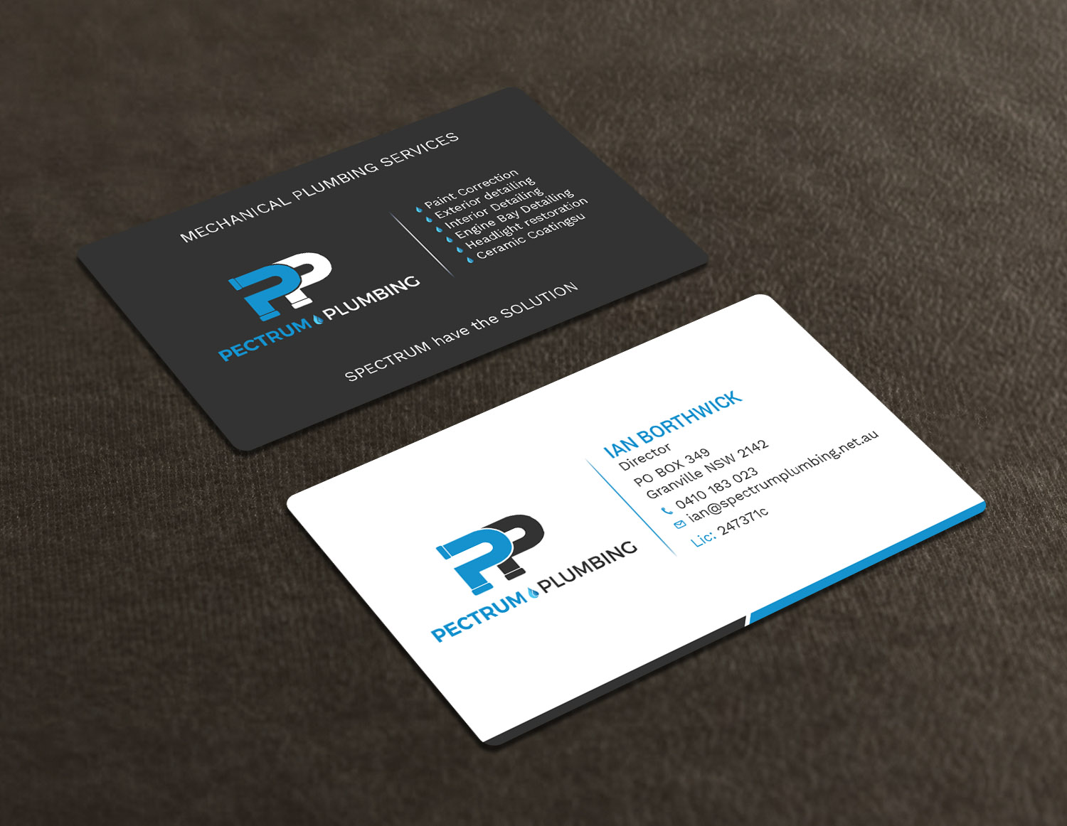 Business Card Design by Tripti Ranjan Gain for Spectrum Plumbing | Design #18038292