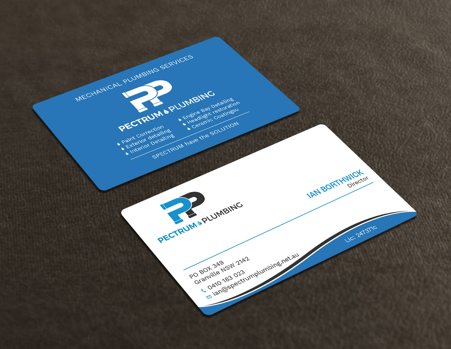 Business Card Design by Tripti Ranjan Gain for Spectrum Plumbing | Design #18038313