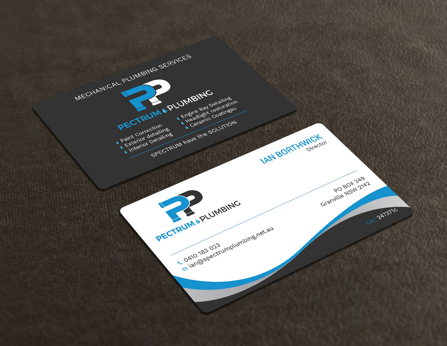 Business Card Design by Tripti Ranjan Gain for Spectrum Plumbing | Design #18038315