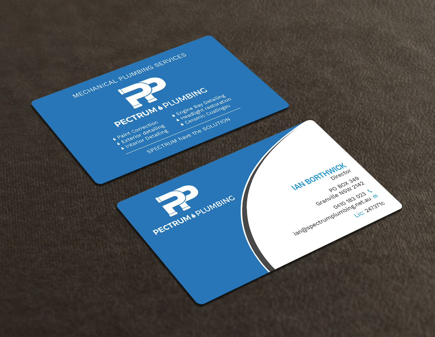 Business Card Design by Tripti Ranjan Gain for Spectrum Plumbing | Design #18038316