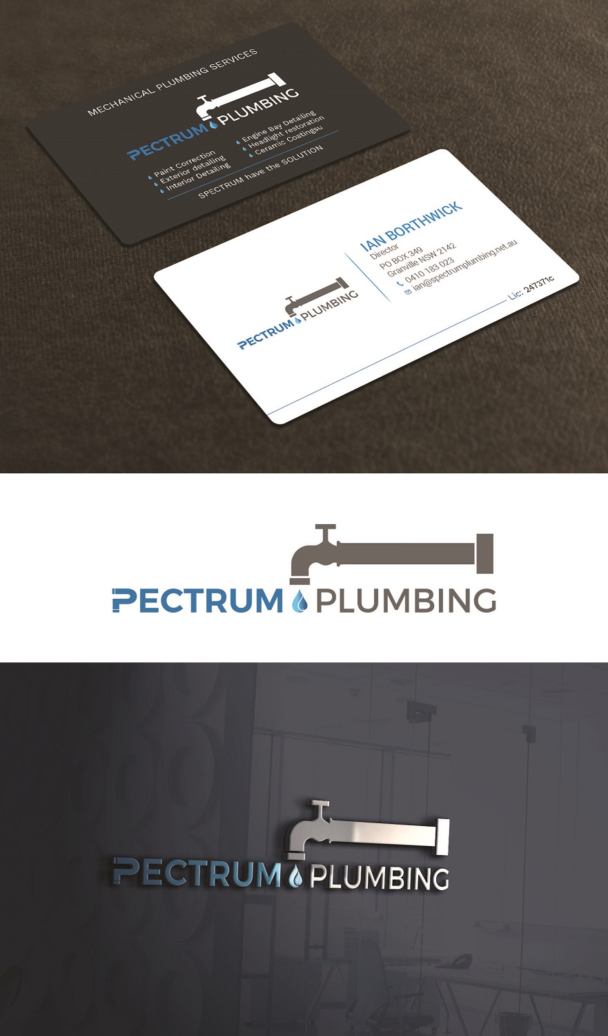 Business Card Design by Tripti Ranjan Gain for Spectrum Plumbing | Design #18039494