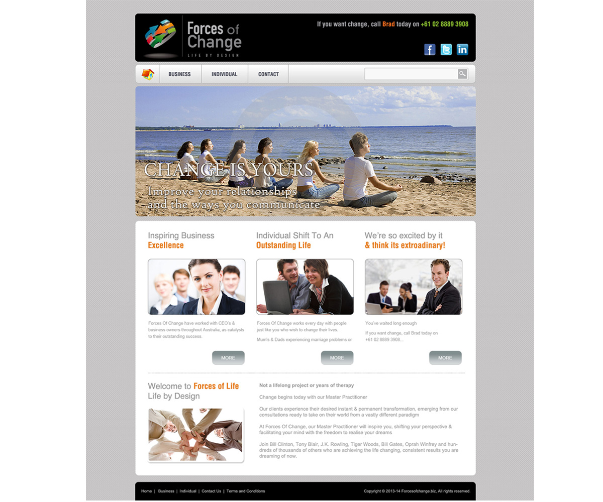Web Design par inspiredart pour Forces Of Change | Design #2807847
