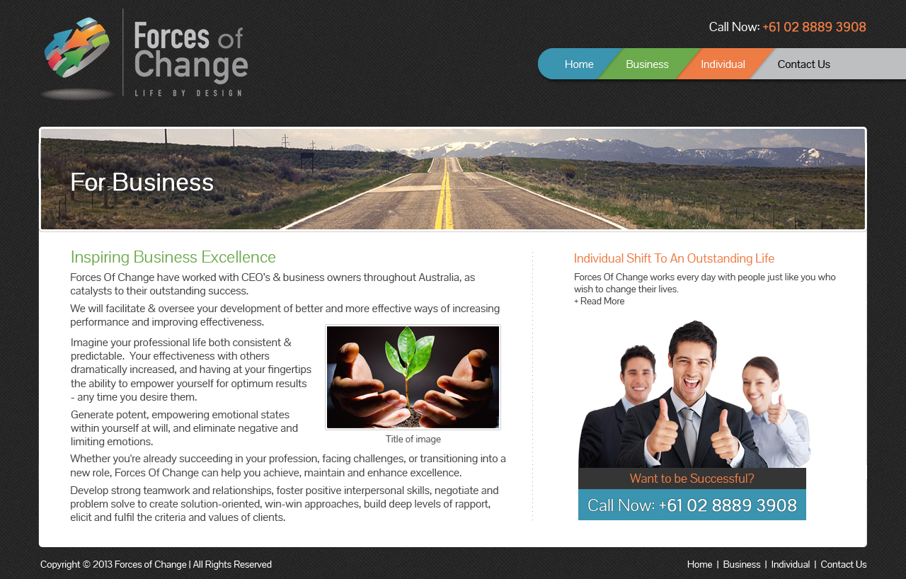 Web Design by d3si8ner for Forces Of Change | Design #2767038