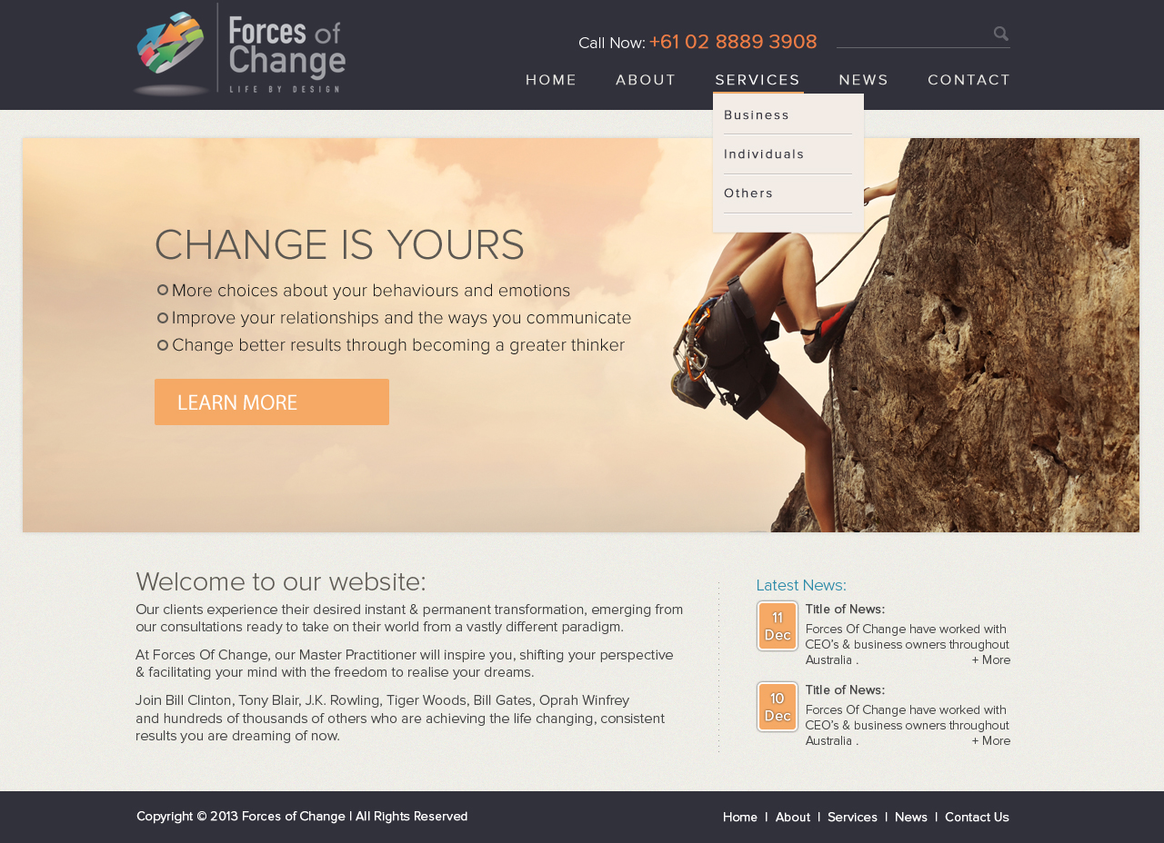 Web Design by d3si8ner for Forces Of Change | Design #2796787