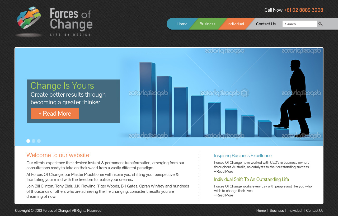 Web Design by d3si8ner for Forces Of Change | Design #2816322