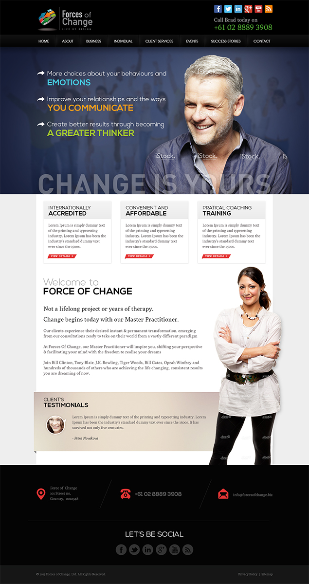 Web Design by Mayank Patel for Forces Of Change | Design #2785116