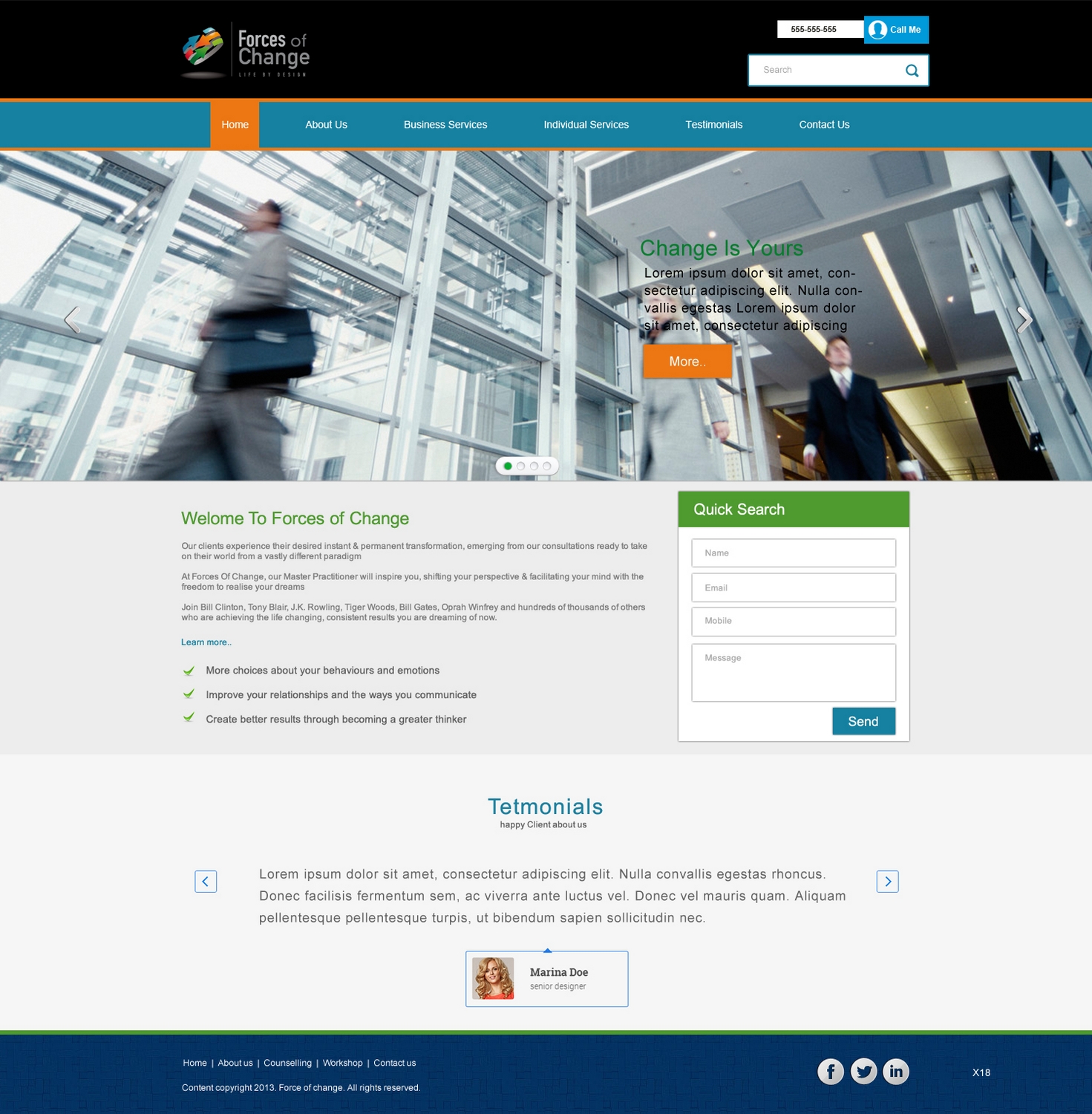 Web Design by pb for Forces Of Change | Design #2775617