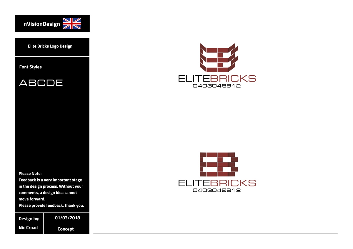 Diseño de Logo por nvisiondesign.co.uk para Elite bricks  | Diseño #17935483