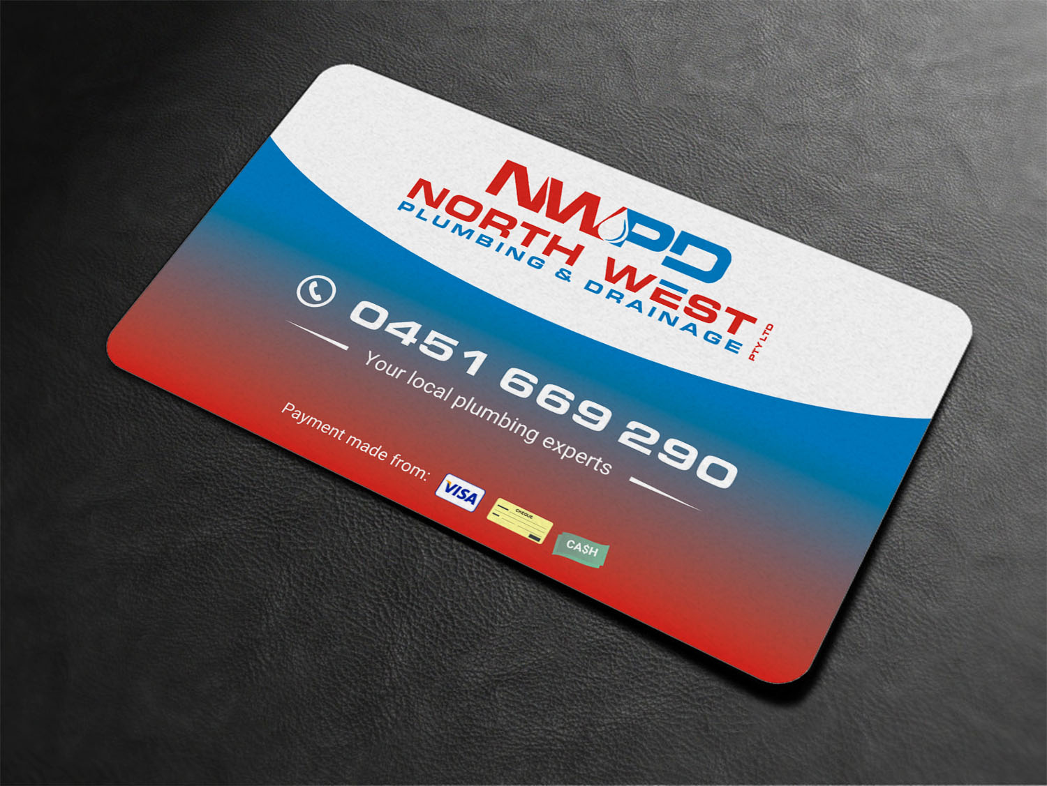Diseño de Tarjeta de Presentación por INDIAN_Ashok para North West Plumbing & Drainage Pty Ltd | Diseño #17928707