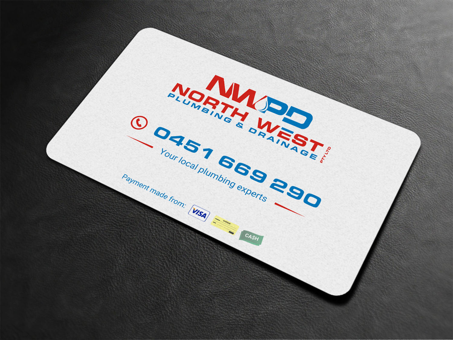 Diseño de Tarjeta de Presentación por INDIAN_Ashok para North West Plumbing & Drainage Pty Ltd | Diseño #17928708