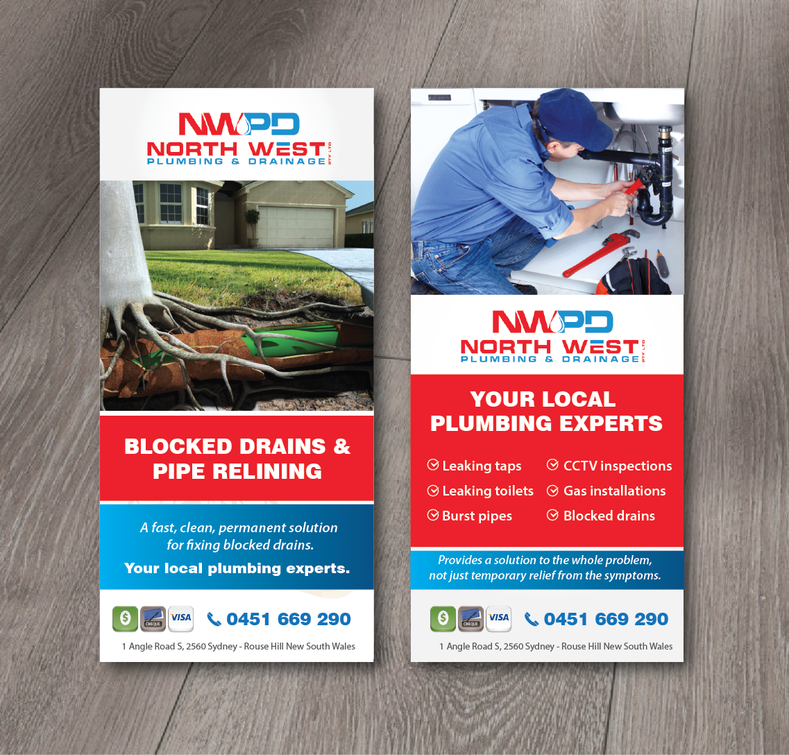 Flyer Design by alex989 for North West Plumbing & Drainage Pty Ltd | Design #17927913