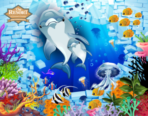 Wall Design for an indoor waterpark - underwater SeaScape | Graphic Design by Pinky 