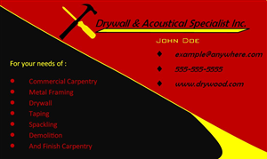 The Drywall & Acoustical Specialist Inc (DASI) | Business Card Design by stephenl