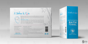 Box Design for Organic Bamboo Hooded Baby Bath Towels  | Packaging Design by SofiaDesignStudio