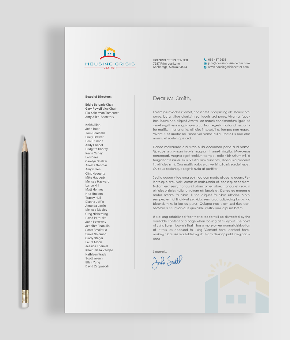 Diseño de Tarjeta de Presentación por chandrayaan.creative para Housing Crisis Center | Diseño #17992857