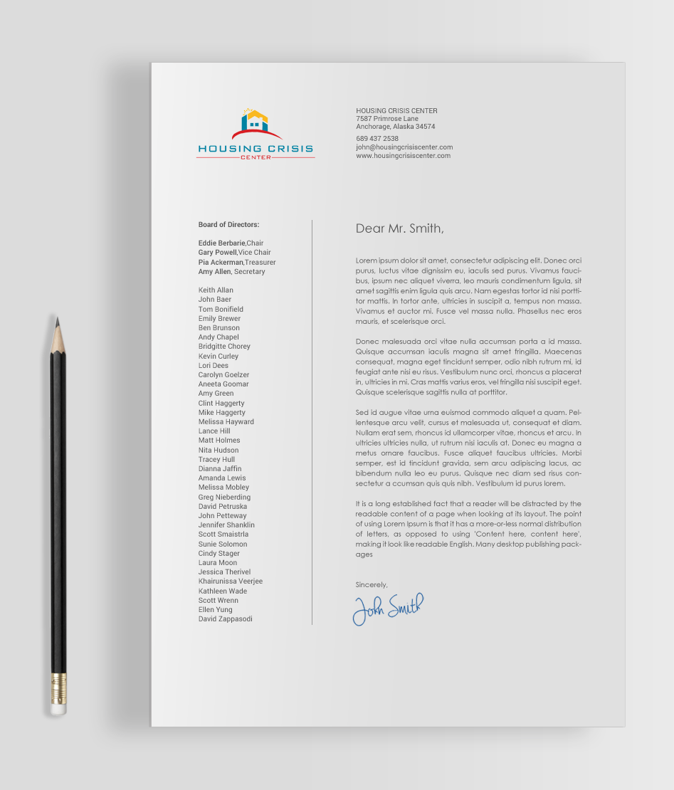 Diseño de Tarjeta de Presentación por chandrayaan.creative para Housing Crisis Center | Diseño #17992859