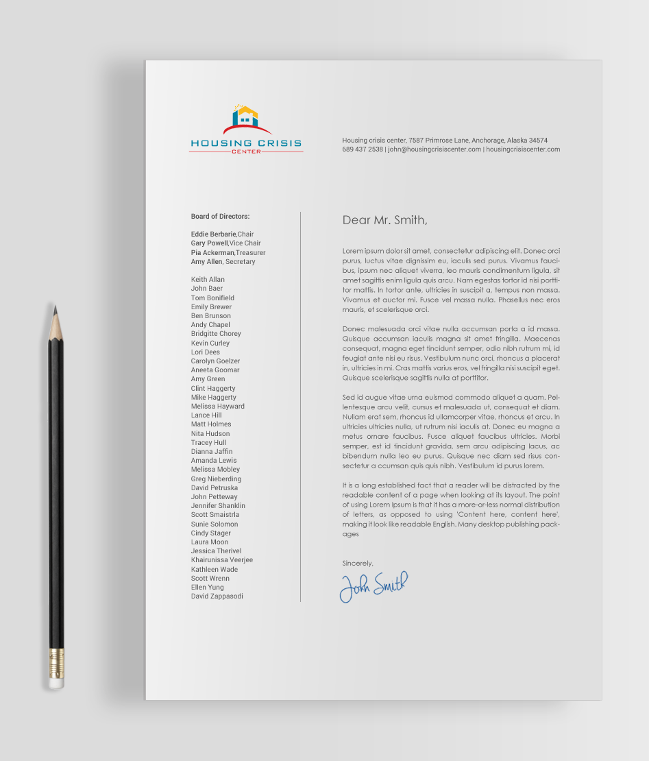 Diseño de Tarjeta de Presentación por chandrayaan.creative para Housing Crisis Center | Diseño #17992860